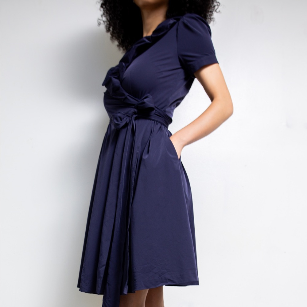 Diane von Furstenberg V-neck Wrap Mini Dress with Ruffles